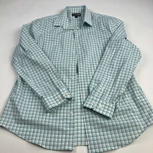 Express 1MX Large 16-16.5 35 Green Button Front Casual Dress Shirt
